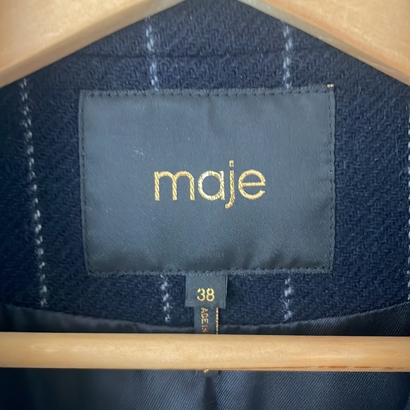 Maje Blue Striped Wool Blazer - Picture 6 of 7